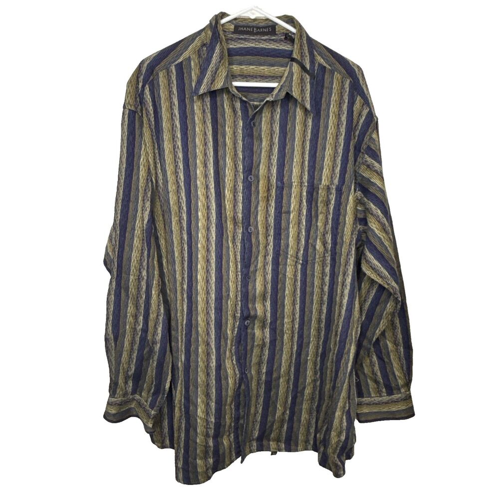 Jhane Barnes Platinum Collection Shirt Mens Size XL Long Sleeve Button Down Blue